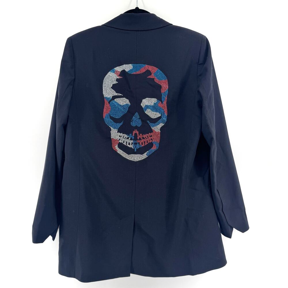 Zadig & Voltaire Viva Camo Skull Strass Wool Blazer - Size 40 Large Embellished - Picture 2 of 9